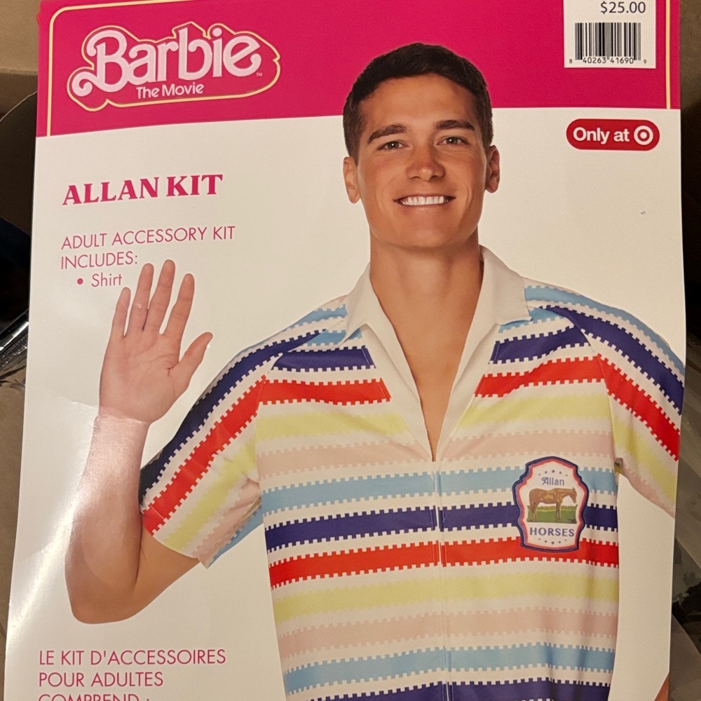 Barbie The Movie Allan Kit Colorful‎ Striped Men's Casual Shirt Costumes Large